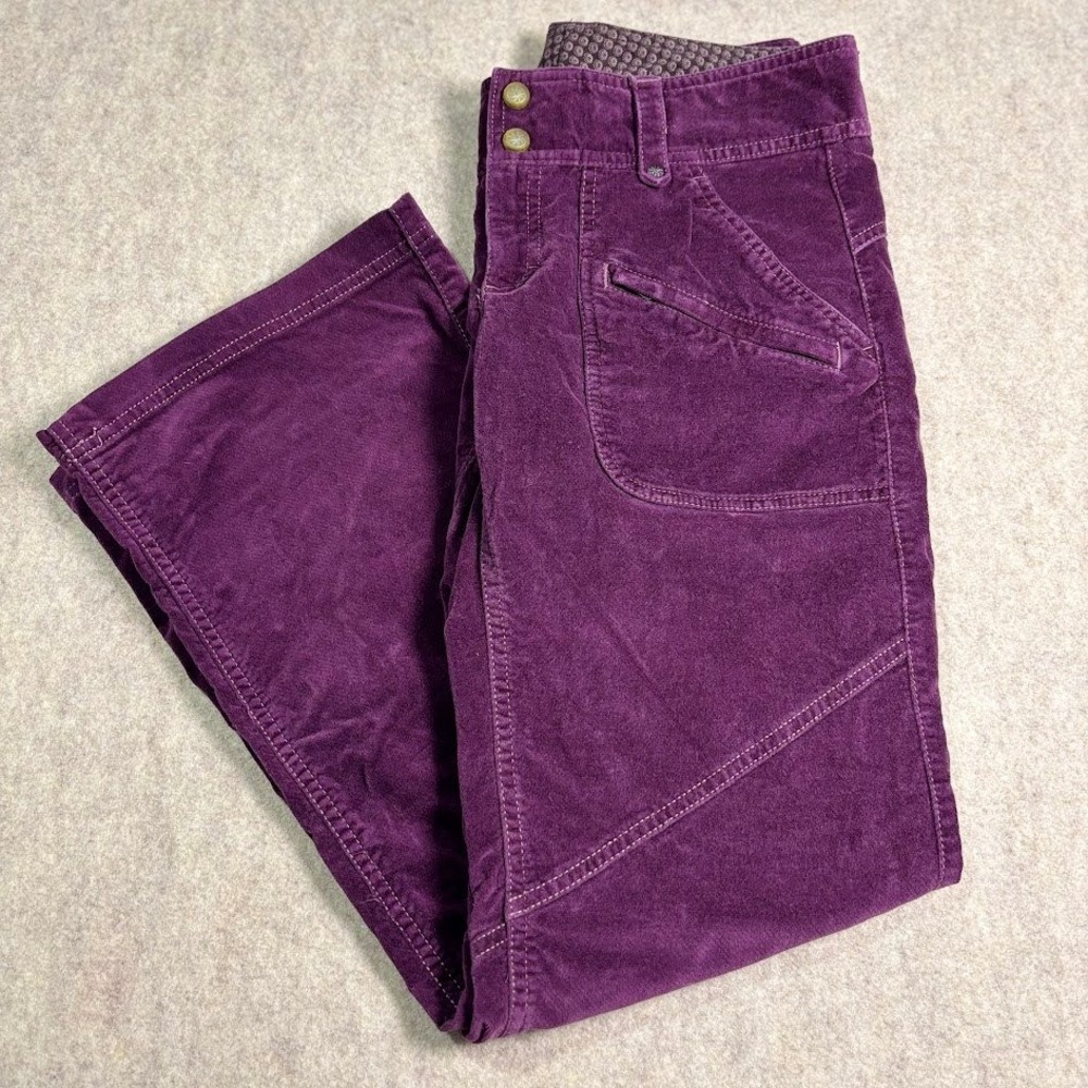 Athleta Corduroy Pants Women 6P Purple Cotton Cargo Utility Boho Casual 861892